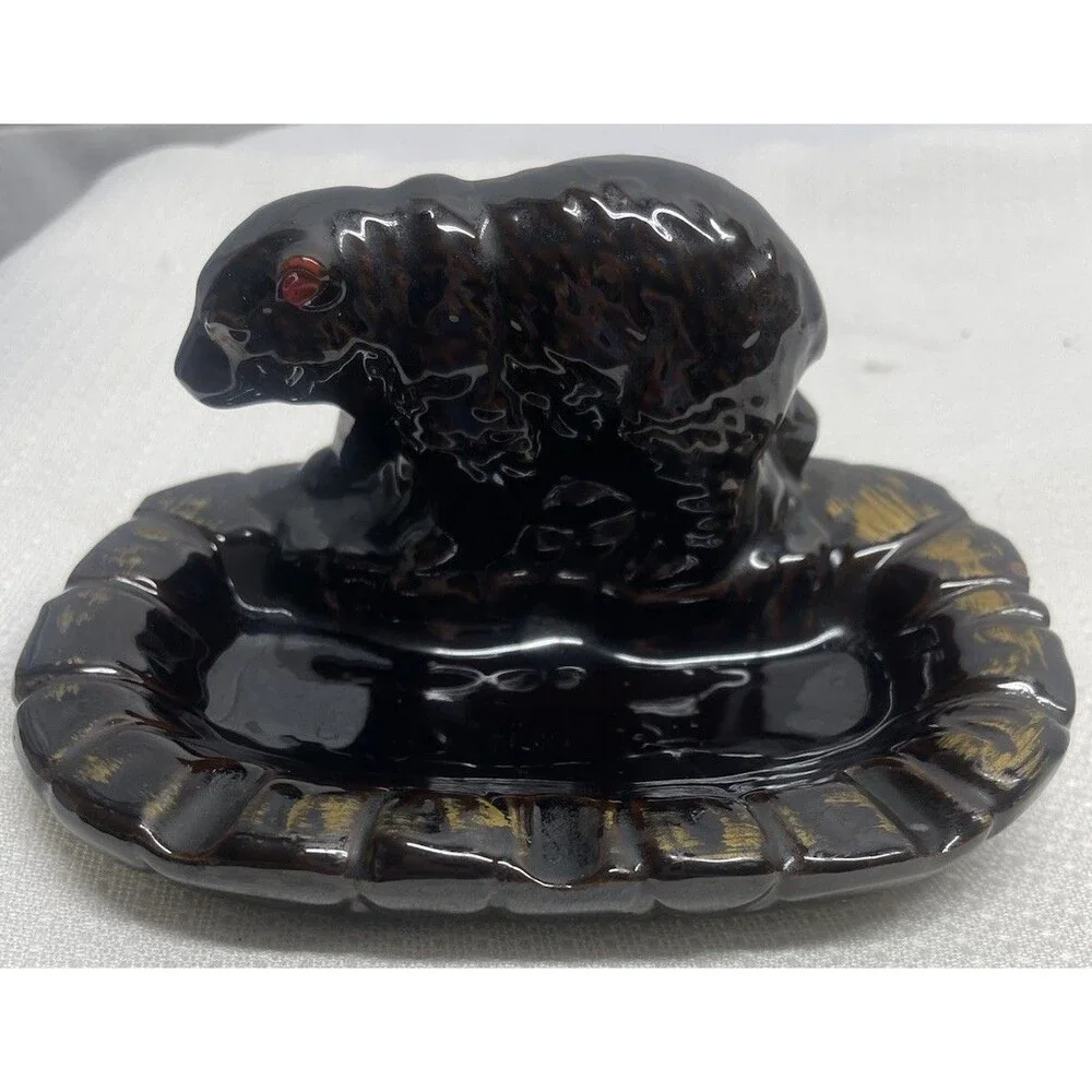 Vintage Bear Trinket Holder Keys Ashtray Cabin Lodge Animals Mountains Decor
